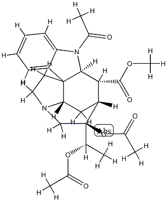 (19S)-1-Acetyl-19,20-diacetoxycuran-17-oic acid methyl ester 구조식 이미지