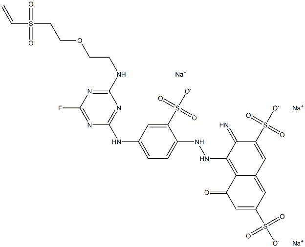 2,7-Naphthalenedisulfonic acid, 3-amino-4-4-4-2-2-(ethenylsulfonyl)ethoxyethylamino-6-fluoro-1,3,5-triazin-2-ylamino-2-sulfophenylazo-5-hydroxy-, trisodium salt Structure