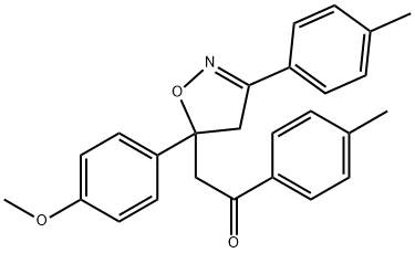 α-[5-(p-Methoxyphenyl)-3-p-tolyl-2-isoxazolin-5-yl]-4'-methylacetophenone 구조식 이미지