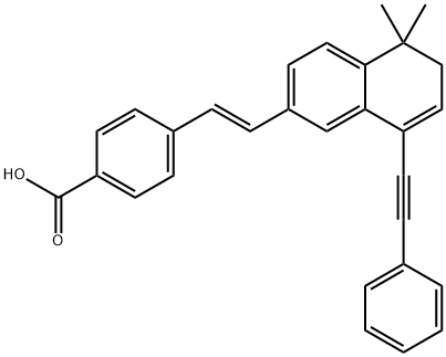 4-[(1E)-2-[5,6-Dihydro-5,5-dimethyl-8-(2-phenylethynyl)-2-naphthalenyl]ethenyl]benzoicacid 구조식 이미지