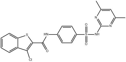 3-chloro-N-(4-{[(4,6-dimethyl-2-pyrimidinyl)amino]sulfonyl}phenyl)-1-benzothiophene-2-carboxamide Structure