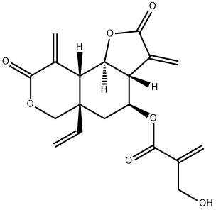 2-Hydroxymethylpropenoic acid [(3aR,9aβ,9bα)-decahydro-5aβ-vinyl-3,9-bis(methylene)-2,8-dioxo-2H-furo[2,3-f][2]benzopyran-4β-yl] ester 구조식 이미지