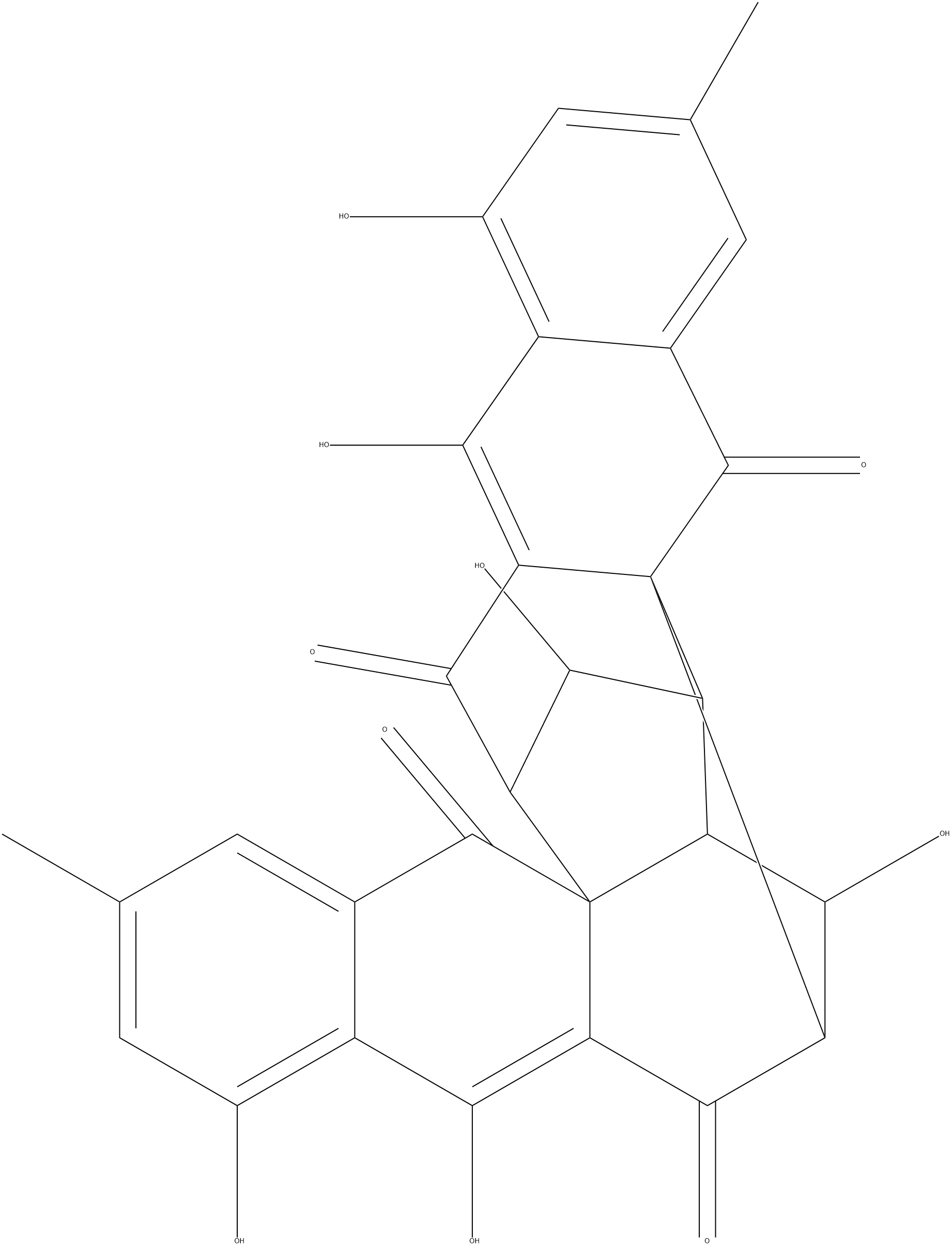 Rugulosin, (1S,1'S,2R,2'R,3S,3'S,9ar,9'ar)- 구조식 이미지