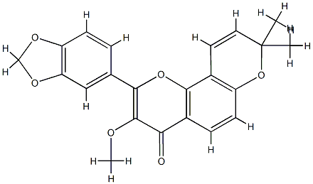 2-(1,3-Benzodioxole-6-yl)-3-methoxy-8,8-dimethyl-4H,8H-benzo[1,2-b:3,4-b']dipyran-4-one 구조식 이미지