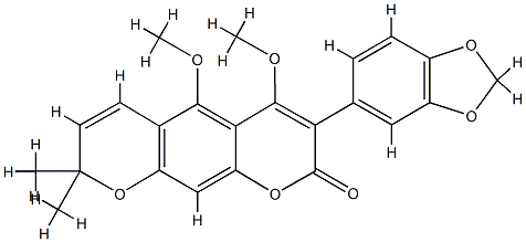 4,5-Dimethoxy-8,8-dimethyl-3-(3,4-methylenedioxyphenyl)-2H,8H-benzo[1,2-b:5,4-b']dipyran-2-one 구조식 이미지