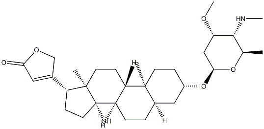 14-Hydroxy-3β-[[3-O-methyl-4-(methylamino)-2,4,6-trideoxy-β-D-ribo-hexopyranosyl]oxy]-5β,14β-card-20(22)-enolide Structure