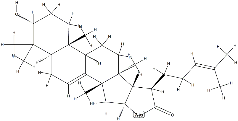 (13α,14β,17α)-3α,16β-Dihydroxy-5α-lanosta-7,24-dien-21-oic acid γ-lactone 구조식 이미지