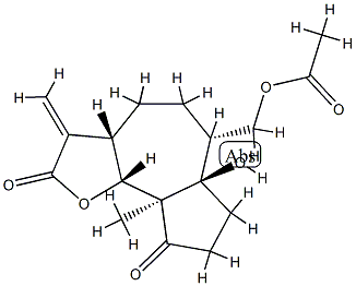 (3aS,9bβ)-Dodecahydro-6α-acetoxymethyl-6aβ-hydroxy-9aα-methyl-3-methyleneazuleno[4,5-b]furan-2,9-dione Structure