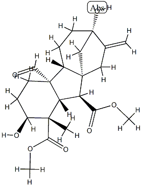 4aα-Formyl-2β,7-dihydroxy-1-methyl-8-methylenegibbane-1α,10β-dicarboxylic acid dimethyl ester Structure