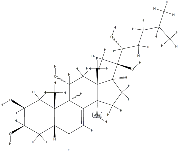 (2S,3R,5R,9R,10S,11R,13R,17S)-17-[(2R,3R)-2,3-dihydroxy-6-methyl-heptan-2-yl]-2,3,11,14-tetrahydroxy-10,13-dimethyl-2,3,4,5,9,11,12,15,16,17-decahydro-1H-cyclopenta[a]phenanthren-6-one 구조식 이미지