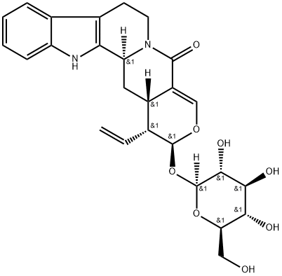 23141-25-5 1,2,7,8,13,13bβ,14,14aα-Octahydro-1β-vinyl-2α-(β-D-glucopyranosyloxy)-5H-indolo[2,3-a]pyrano[3,4-g]quinolizine-5-one