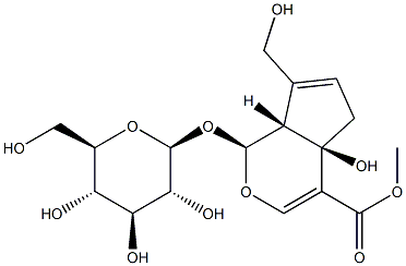 (1S)-1α-(β-D-Glucopyranosyloxy)-1,4a,5,7aα-tetrahydro-4aα-hydroxy-7-(hydroxymethyl)cyclopenta[c]pyran-4-carboxylic acid methyl ester 구조식 이미지