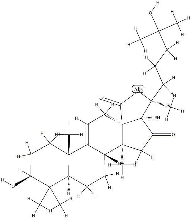 3β,20,25-Trihydroxy-16-oxo-5α-lanost-9(11)-en-18-oic acid γ-lactone 구조식 이미지