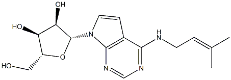 N-(3-Methyl-2-butenyl)-7-β-D-ribofuranosyl-7H-pyrrolo[2,3-d]pyrimidin-4-amine 구조식 이미지