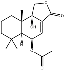 [5R,(-)]-5-Acetoxy-5,5aα,6,7,8,9,9a,9b-octahydro-9bα-hydroxy-6,6,9aβ-trimethylnaphtho[1,2-c]furan-3(1H)-one 구조식 이미지