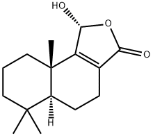 (1R)-1α-Hydroxy-6,6,9aβ-trimethyl-4,5,5aα,6,7,8,9,9a-octahydronaphtho[1,2-c]furan-3(1H)-one 구조식 이미지