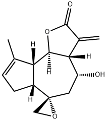 (3aR,6S)-3,3a,4,5,6aβ,7,9aβ,9bα-Octahydro-4α-hydroxy-9-methyl-3-methylenespiro[azuleno[4,5-b]furan-6(2H),2'-oxiran]-2-one Structure