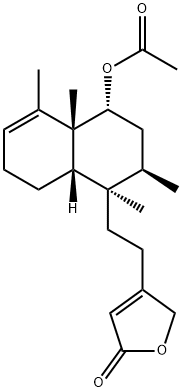 4-[2-[(1R)-4β-Acetoxy-1,2,3,4,4a,7,8,8aα-octahydro-1,2α,4aα,5-tetramethylnaphthalen-1α-yl]ethyl]furan-2(5H)-one 구조식 이미지