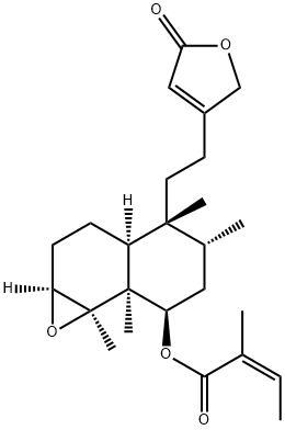 (Z)-2-Methyl-2-butenoic acid [(1aS,3aα)-4α-[2-(2,5-dihydro-5-oxofuran-3-yl)ethyl]decahydro-4,5α,7aα,7bα-tetramethylnaphtho[1,2-b]oxirene-7β-yl] ester 구조식 이미지