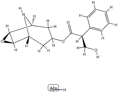 Benzeneacetic acid, a-(hydroxymethyl)-,3-oxa-9-azatricyclo[3.3.1.02,4]non-7-yl ester, hydrochloride, [7(S)-(1a,2b,4b,5a,7b)]- (9CI) 구조식 이미지