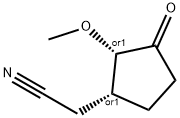 Cyclopentaneacetonitrile, 2-methoxy-3-oxo-, (1R,2S)-rel- (9CI) Structure