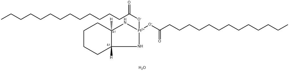 (SP-4-2)-[(1R,2R)-1,2-Cyclohexanediamine-kN,kN']bis(tetradecanoato-kO)platinum monohydrate 구조식 이미지