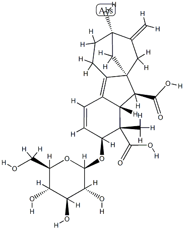 2β-(β-D-Glucopyranosyloxy)-7-hydroxy-1-methyl-8-methylenegibba-3,4a-diene-1α,10β-dicarboxylic acid 구조식 이미지