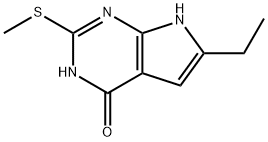 4H-Pyrrolo[2,3-d]pyrimidin-4-one,6-ethyl-1,7-dihydro-2-(methylthio)-(9CI) Structure