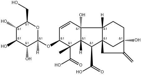 2β-(β-D-Glucopyranosyloxy)-4aα,7-dihydroxy-1-methyl-8-methylenegibb-3-ene-1α,10β-dicarboxylic acid 구조식 이미지