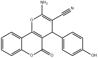 2-amino-4-(4-hydroxyphenyl)-5-oxo-4H,5H-pyrano[3,2-c]chromene-3-carbonitrile Structure
