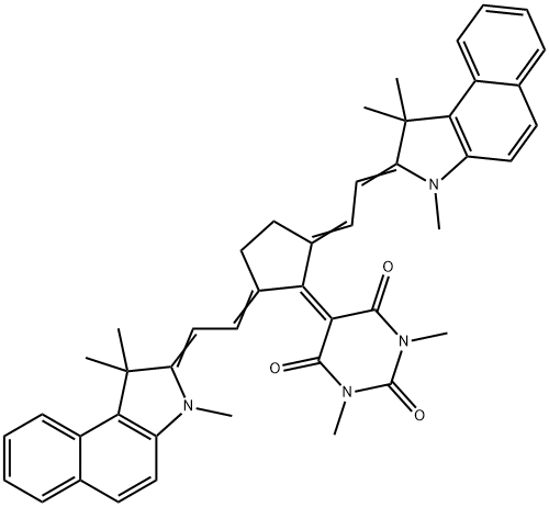 2,4,6(1H,3H,5H)-5-[2,5-Bis[2-(1,3-dihydro-1,1,3-trimethyl-2H-benz[e]indol-2-ylidene)ethylidene]cyclopentylidene]-1,3-dimethylpyrimidinetrione 구조식 이미지