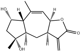 (3aR)-3aα,4,4aα,5,6,7,7aβ,9aα-Octahydro-5α,7α-dihydroxy-5,8-dimethyl-3-methyleneazuleno[6,5-b]furan-2(3H)-one Structure