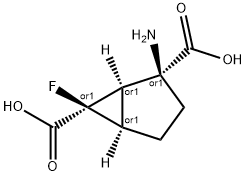 Bicyclo[3.1.0]hexane-2,6-dicarboxylic acid, 2-amino-6-fluoro-, (1R,2S,5R,6R)-rel- (9CI) 구조식 이미지