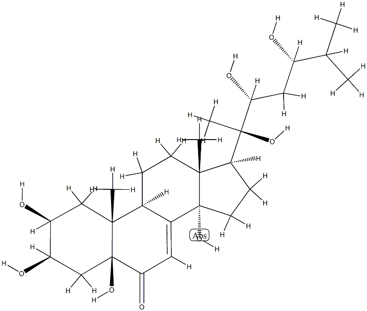 (22R,24S)-2β,3β,5,14,20,22,24-Heptahydroxy-5β-cholest-7-en-6-one 구조식 이미지