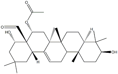 16α-Acetyloxy-3β,22α-dihydroxyolean-12-en-28-al 구조식 이미지