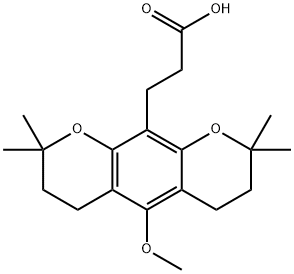 3,4,7,8-Tetrahydro-5-methoxy-2,2,8,8-tetramethyl-2H,6H-benzo[1,2-b:5,4-b']dipyran-10-propionic acid 구조식 이미지