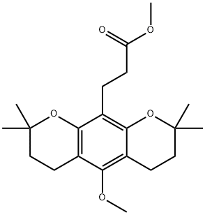 3,4,7,8-Tetrahydro-5-methoxy-2,2,8,8-tetramethyl-2H,6H-benzo[1,2-b:5,4-b']dipyran-10-propanoic acid methyl ester 구조식 이미지