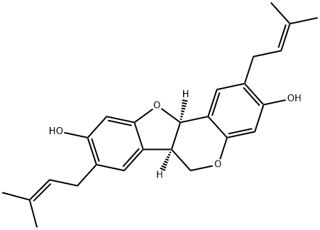 (6aR,11aR)-6aα,11aα-Dihydro-2,8-bis(3-methyl-2-butenyl)-6H-benzofuro[3,2-c][1]benzopyran-3,9-diol 구조식 이미지