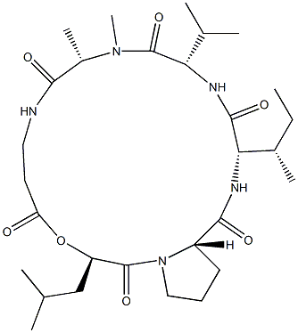 N-[N-[(2R)-1-Oxo-2-hydroxy-4-methylpentyl]-L-Pro-L-Ile-L-Val-N-methyl-L-Ala-]-β-alanine lactone Structure