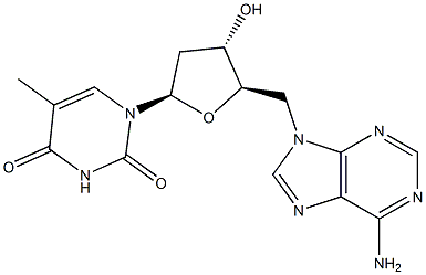 5'-(6-Amino-9H-purin-9-yl)-5'-deoxythymidine 구조식 이미지