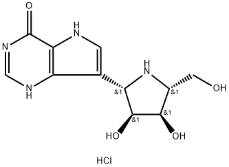 4H-Pyrrolo3,2-dpyrimidin-4-one, 7-(2S,3S,4R,5R)-3,4-dihydroxy-5-(hydroxymethyl)-2-pyrrolidinyl-1,5-dihydro-, monohydrochloride 구조식 이미지