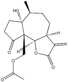 (3aS,9bβ)-3,3a,4,5,6,6a,7,8,9a,9b-Decahydro-9aα-acetoxymethyl-6aβ-hydroxy-6α-methyl-3-methyleneazuleno[4,5-b]furan-2,9-dione 구조식 이미지