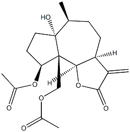 (3aS,9bβ)-3a,4,5,6,6a,7,8,9,9a,9b-Decahydro-9α-acetoxy-9aα-acetoxymethyl-6aβ-hydroxy-6α-methyl-3-methyleneazuleno[4,5-b]furan-2(3H)-one 구조식 이미지