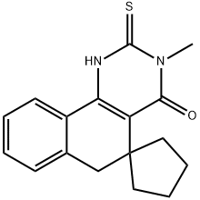3-methyl-2-sulfanyl-5,6-dihydrospiro(benzo[h]quinazoline-5,1'-cyclopentane)-4(3H)-one 구조식 이미지