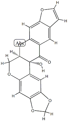 13aα-Hydroxy-6,6aα-dihydro-1,3-dioxolo[6,7][1]benzopyrano[3,4-b]furo[3,2-g][1]benzopyran-13(13aH)-one 구조식 이미지