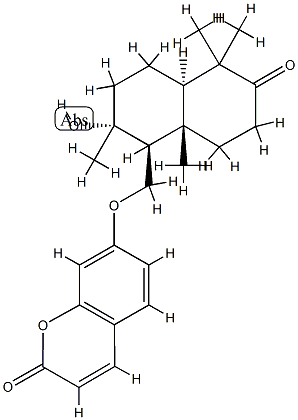 7-[[(1S,4aα)-Decahydro-2α-hydroxy-2,5,5,8aβ-tetramethyl-6-oxonaphthalen-1β-yl]methoxy]-2H-1-benzopyran-2-one 구조식 이미지
