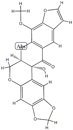 8-Methoxy-13aα-hydroxy-6,6aα-dihydro-1,3-dioxolo[6,7][1]benzopyrano[3,4-b]furo[3,2-g][1]benzopyran-13(13aH)-one 구조식 이미지