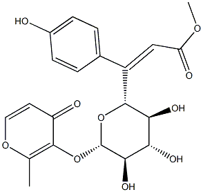 2-Methyl-4-oxo-4H-pyran-3-yl 6-O-[(Z)-3-(4-hydroxyphenyl)propenoyl]-β-D-glucopyranoside 구조식 이미지