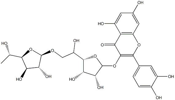 3-[[6-O-(6-Deoxy-β-D-glucofuranosyl)-β-L-mannofuranosyl]oxy]-2-(3,4-dihydroxyphenyl)-5,7-dihydroxy-4H-1-benzopyran-4-one 구조식 이미지