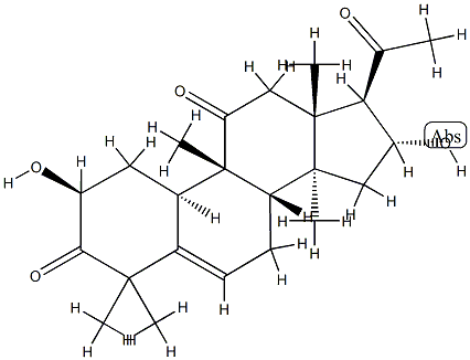 (9β,10α)-2β,16α-Dihydroxy-4,4,9,14-tetramethyl-19-norpregna-5-ene-3,11,20-trione 구조식 이미지